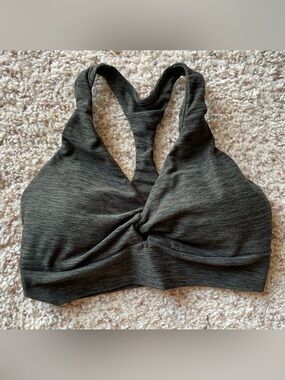 VICTORIA’S SECRET Charcoal/Dark Green Twist-Front Racerback Bralette size Small